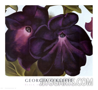 georgia okeeffe black and purple petunias