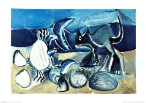 pablo picasso cat and crab on the beach 1965