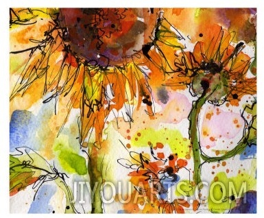 Abstract Modern Sunflower Painting