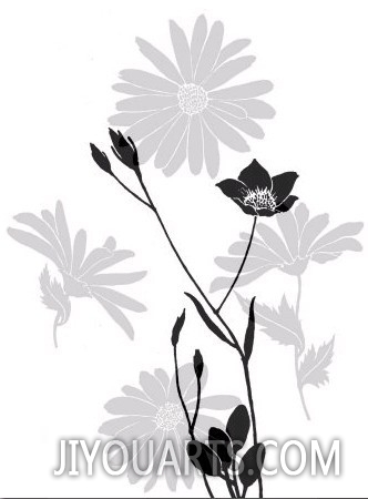 Greyscale Print of Flowers