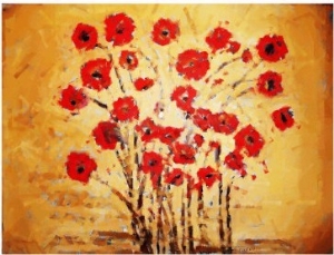 Poppies on Gold Chalk