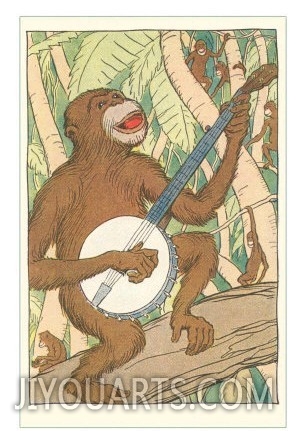 Chimp Playing Banjo