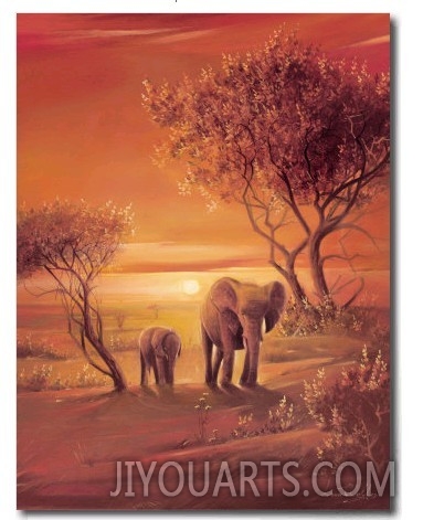 Sunset with Elephants