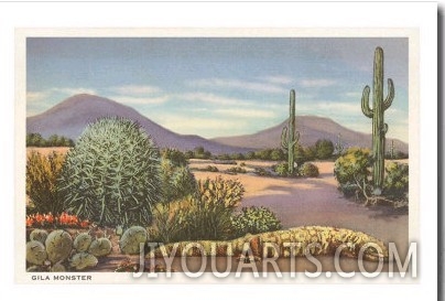 Gila Monster and Cacti