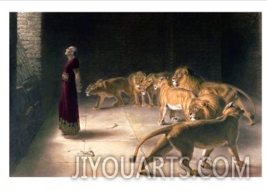 Daniel in the Lions Den, Mezzotint by J. B. Pratt, with Hand Colouring