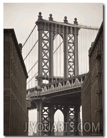 Manhattan Bridge and Empire State Building, New York City, USA