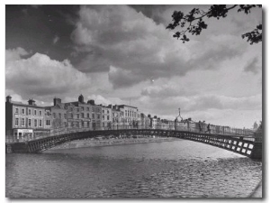 View of the Liffey River and the Metal Bridge in Dublin