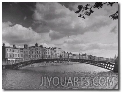 View of the Liffey River and the Metal Bridge in Dublin