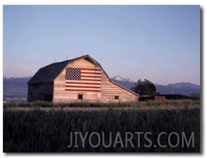 Barn with US Flag, CO