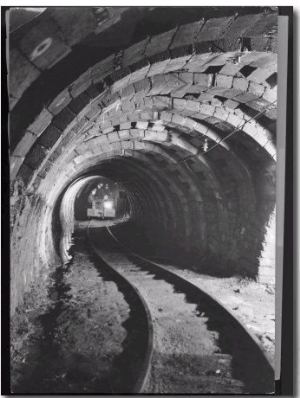 Electric Locomotive on Track in Powderly Anthracite Coal Mine Gangway, Owned by Hudson Coal Co