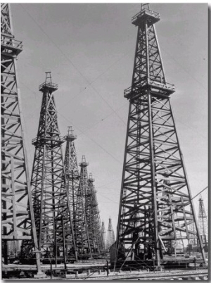 Oil Well Rigs in a Texaco Oil Field