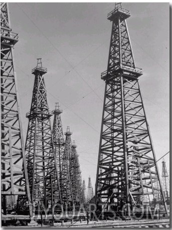 Oil Well Rigs in a Texaco Oil Field