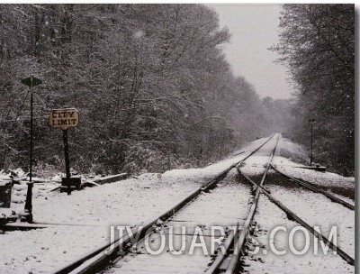 Railroad Tracks in Snow at the Courtland City Limit