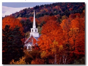 Autumn Colors and First Baptist Church of South Londonderry, Vermont, USA