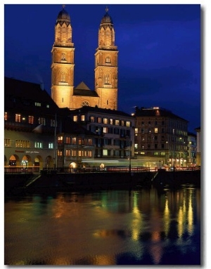 Evening, River Limmat, Zurich, Switzerland