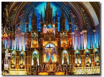 Interior of the Notre Dame Basilica of Vieux Montreal, Montreal, Quebec, Canada