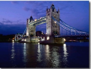 Tower Bridge and River Thames at Night, London, England