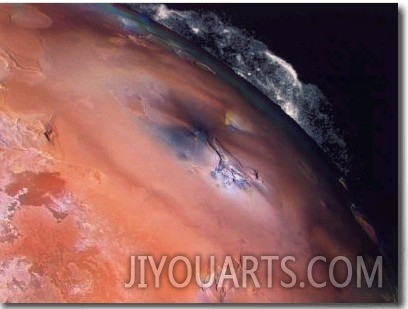 Volcanic Eruptions of Pele on Moon Io Taken by Spacecraft Voyager 2