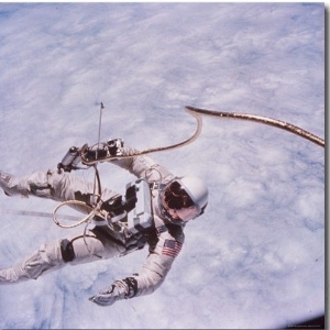 Gemini 4 Astronaut Edward H. White II Floating in Space During First American Spacewalk