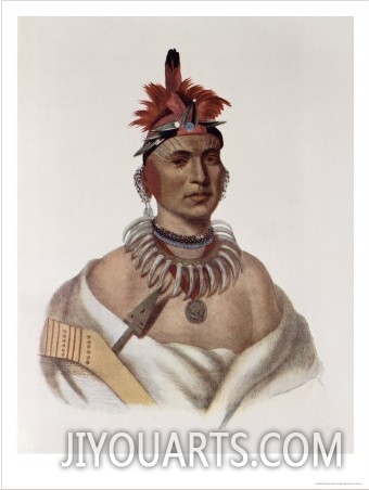 Chon Ca Pe, Oto Chief, The Indian Tribes of North America, Vol.1, Mckenney and Hall, Pub.Grant