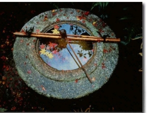 A Small Japanese Fountain with Dipper