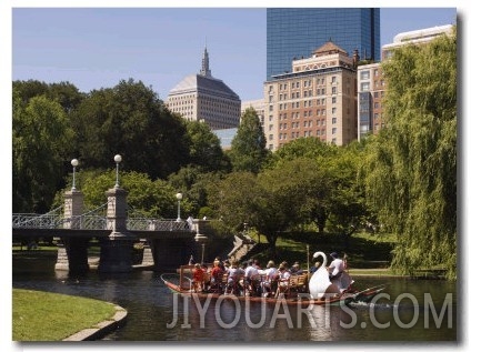 Lagoon Bridge and Swan Boat in the Public Garden, Boston, Massachusetts, United States of America