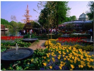 Spring Flowers in Bloom in Tivoli Gardens, Copenhagen, Denmark