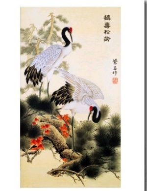 Cranes and Pine Tree