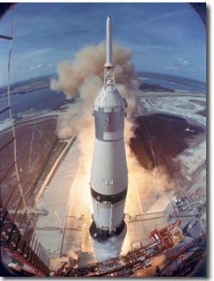 Saturn V Rocket Lifting the Apollo 11 Astronauts Towards Their Manned Mission to the Moon