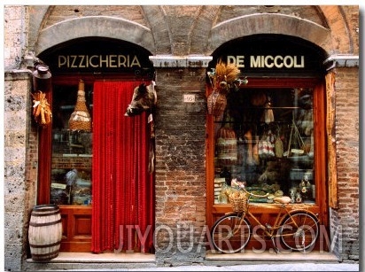 Bicycle Parked Outside Historic Food Store, Siena, Tuscany, Italy