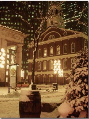 Faneuil Hall at Christmas with Snow, Boston, MA