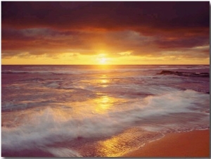 Sunset Cliffs Beach on the Pacific Ocean at Sunset, San Diego, California, USA