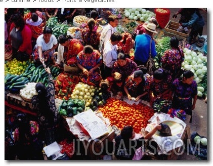 Fruit and Vegetable Stalls at Sunday Market, Chichicastenango, Guatemala