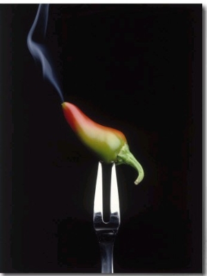 Steaming Chili Pepper on Fork