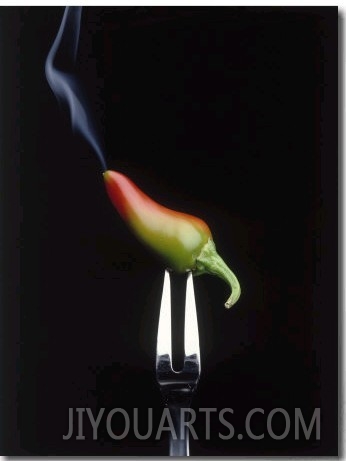 Steaming Chili Pepper on Fork