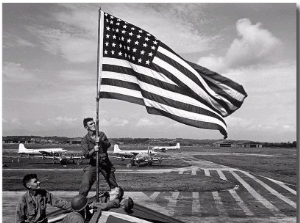 Soldiers Raising American Flag at Atsugi Airbase as First American Occupation Forces Arrive