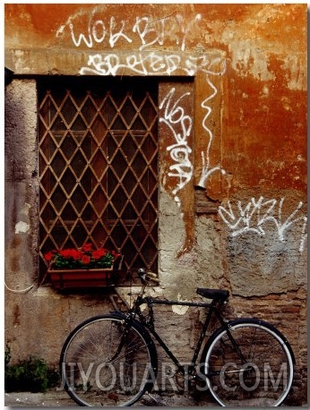 Bicycle Against Wall at Trastavere, Rome, Lazio, Italy