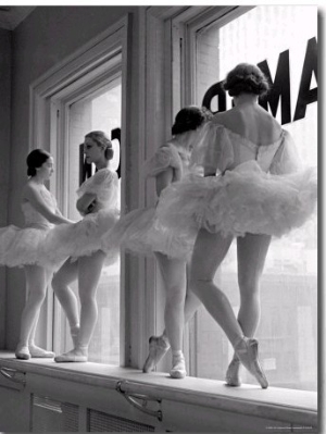 Ballerinas on Window Sill in Rehearsal Room at George Balanchine