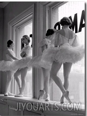 Ballerinas on Window Sill in Rehearsal Room at George Balanchine
