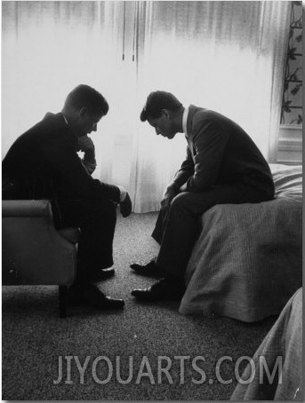 Presidential Candidate John Kennedy Conferring with Brother and Campaign Organizer Bobby Kennedy