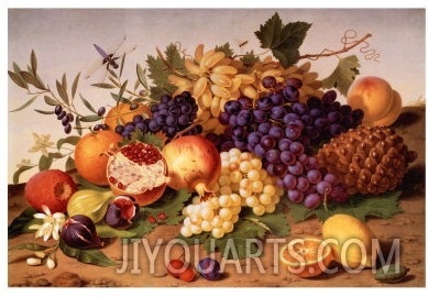 Still Life of Grapes, Pineapple, Figs