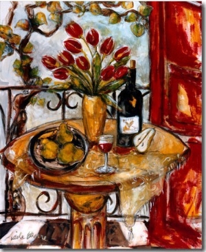 Still Life Wtih Blooming Red Tulips