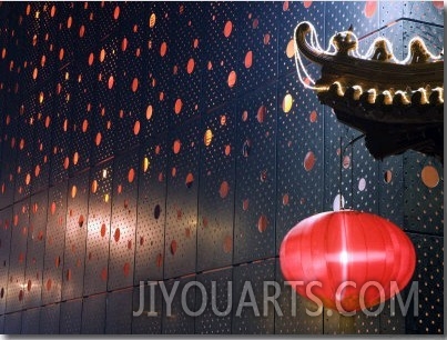 Beijing, Chinese New Year Spring Festival   Lantern Decorations on a Restaurant Front, China