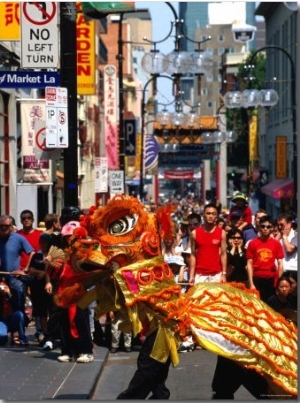 Dragon Dance During Chinese New Year, Chinatown, Melbourne, Victoria, Australia