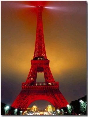 Eiffel Tower Decorated for Chinese New Year, Paris, France