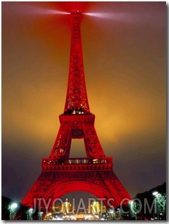 Eiffel Tower Decorated for Chinese New Year, Paris, France