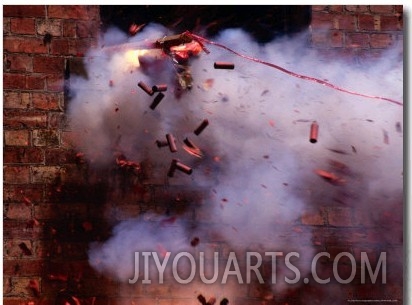 Firecrackers Explode During Celebrations for Chinese New Year in Chinatown, Melbourne, Australia