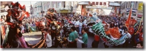 Group of People Celebrating Chinese New Year Festival, Chinatown, Chicago, Illinois, USA