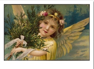 Christmas Angel Carrying an Armful of Ornamental Foliage