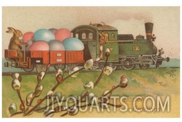 Easter Greetings, Locomotive with Eggs